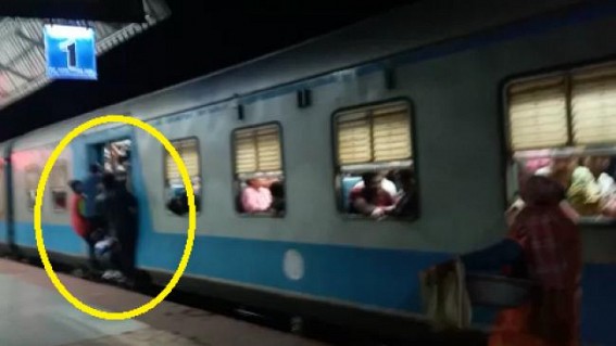 Over-Crowded Trains Risk Lives in Tripura